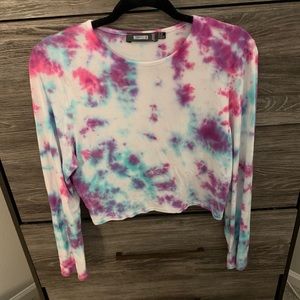 Missguided long sleeves tie dyed crop top